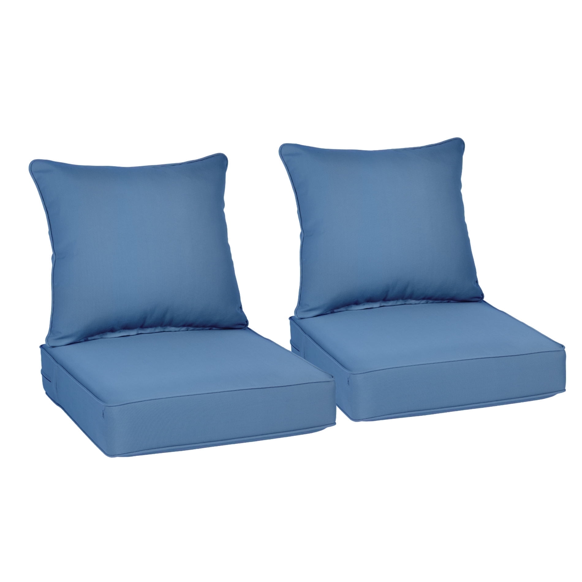 BPS 24x24x5 inch Outdoor Deep Seat Cushion, Water-Resistant Patio Furniture Cushions for Outdoor Chairs, Sofa, Couch, 2-Piece, Steel Blue