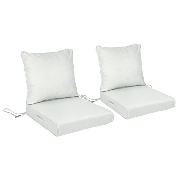 BPS Outdoor Deep Seat Cushion Set, 24x24 Inch Patio Chair Cushions, Waterproof, Set of 2, Light Gray