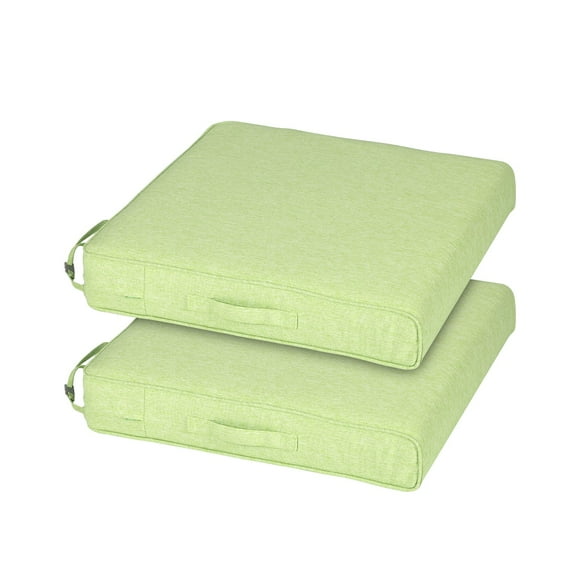 BPS 25x25 Inch Outdoor Chair Cushion Set of 2, Water Resistant Patio Furniture Cushions with Adjustable Straps & Removable Cover for Patio, Deck, or Garden, Green