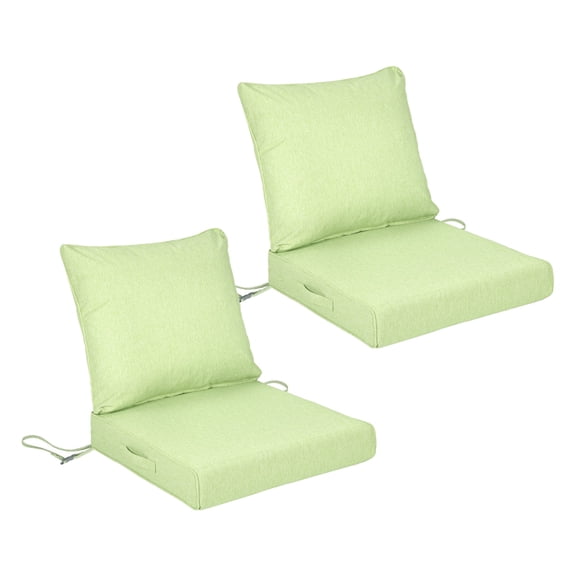 BPS 25x25 Inch Outdoor Deep Seat Cushion Set, Waterproof Patio Furniture Cushions with Adjustable Straps & Removable Cover for Patio, Deck, or Garden, Set of 2, Green