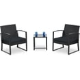thumbnail image 1 of BPS 3 Pieces Patio Furniture Set, Outdoor Rattan Wicker Chairs with Table, 3 Pcs Sofa Set with Cushion, Conversation Furniture for Garden Poolside, 1 of 14