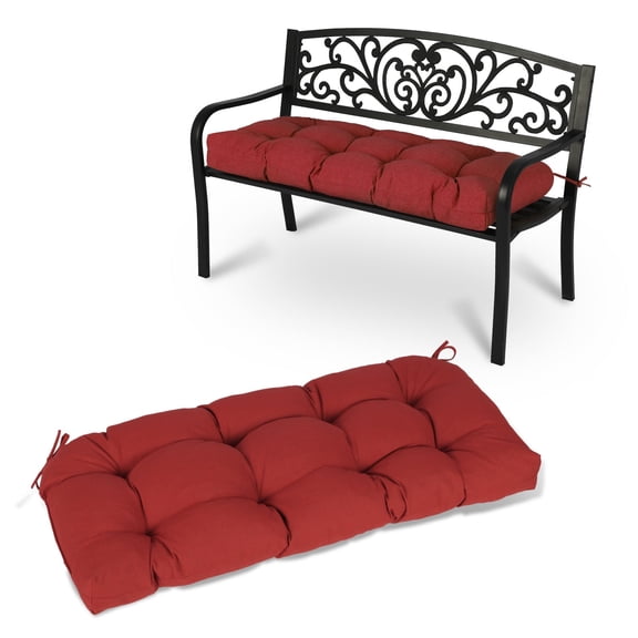 BPS Outdoor Bench Cushion with Ties, 42" x 19" x 5" Water-Resistant Tufted Patio Swing Love Seat Cushion