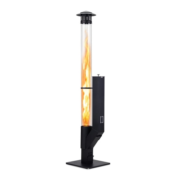 BPS 56 Inch Patio Pellet Heater Outdoor Smokeless Wood Pellet Burning Flame, Portable Pellet Stove with Rain Cap and Viewing Window for Porch, Backyard, Garden, and Camping