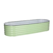 BPS Outdoor Metal Raised Garden Bed Kit, 7.4x2.3x1.4 ft Oval Galvanized Planter Boxes for Vegetables Flowers, Green