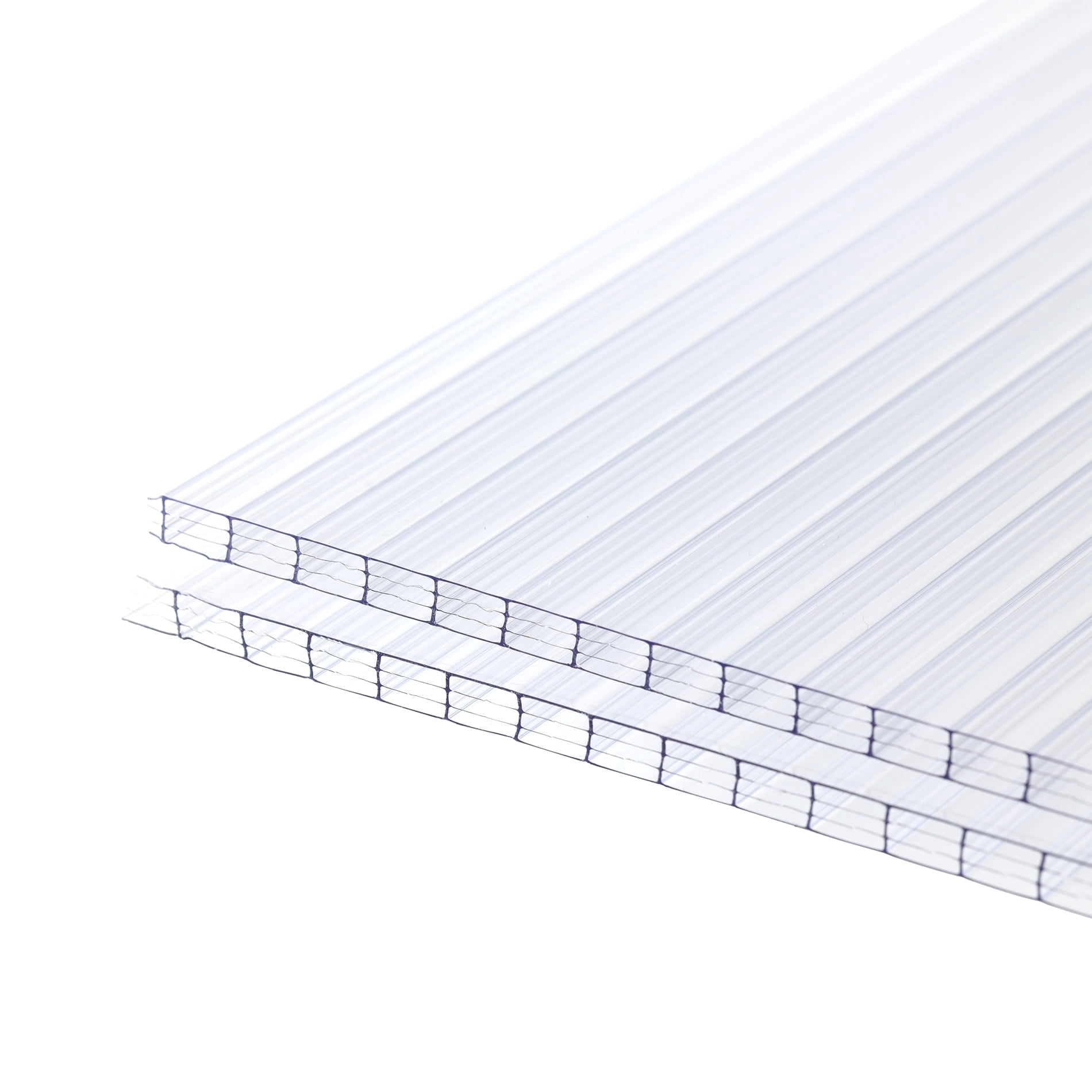 BPS 6Pcs 24"W x 48"L x 0.4" Polycarbonate Panels, Twin-Wall Reinforced Clear Sheets for Greenhouse