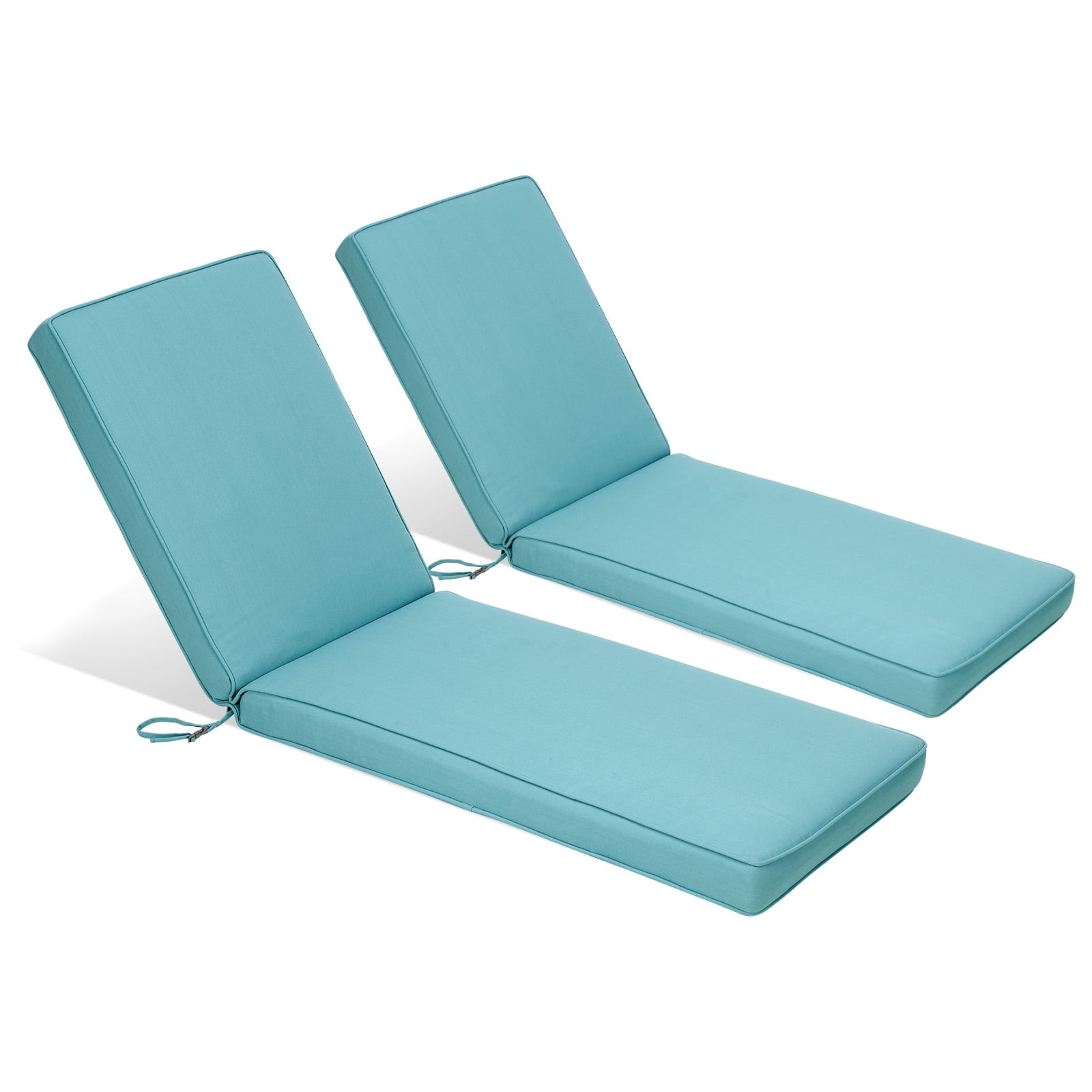 BPS 72" x 21" x 3" Outdoor Chaise Lounge Cushion, Fade & Water Resistant Patio Chair Cushion, Set of 2 - Blue