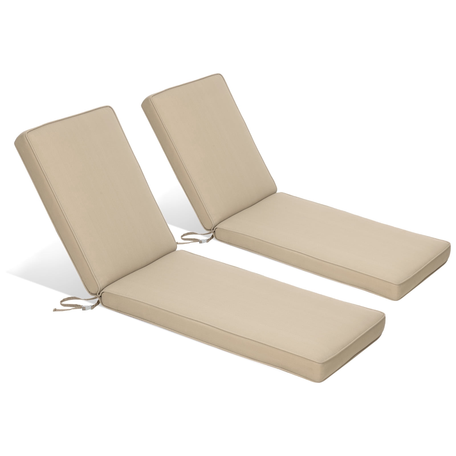 BPS 72" x 21" x 3" Outdoor Chaise Lounge Cushion, Fade & Water Resistant Patio Chair Cushion, Set of 2 - Brown