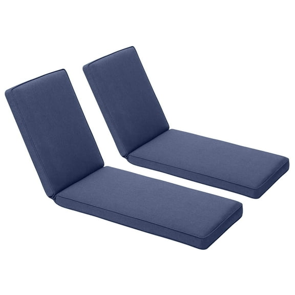 BPS 72x21x3 Inch Outdoor Chaise Lounge Cushion, Fade & Water Resistant Patio Chair Cushion Set of 2, Olefin Fabric Slipcover Sponge Foam, Dark Blue