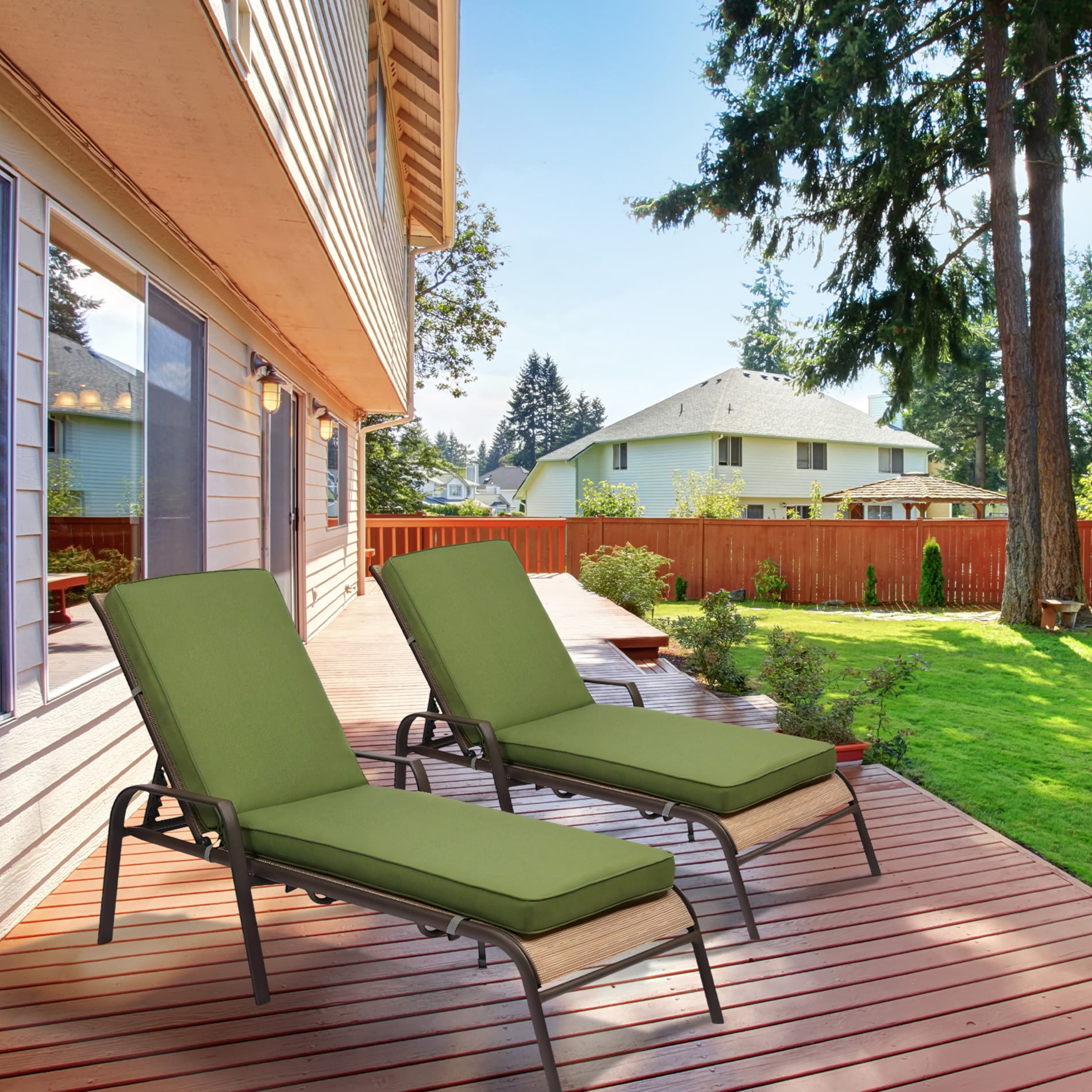 BPS 72x21x3 Inch Outdoor Chaise Lounge Cushion, Fade &amp; Water Resistant ...