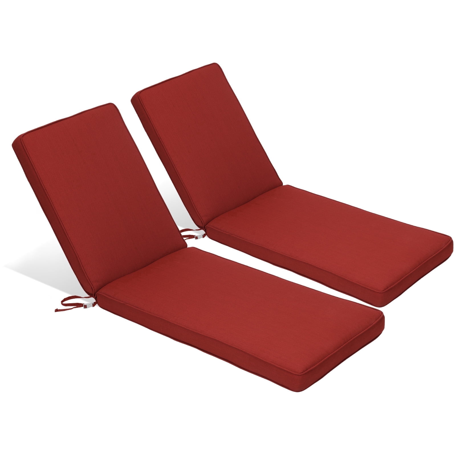 BPS 72" x 21" x 3" Outdoor Chaise Lounge Cushion, Fade & Water Resistant Patio Chair Cushion, Set of 2 - Red