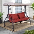 thumbnail image 1 of BPS 5-Inch Thick Patio Porch Swing Cushion Set with Backrest & Pillows, 59-Inch Waterproof 3-Seat Outdoor Bench Cushions, Red, 1 of 10