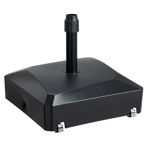 BPS Heavy Duty Fillable Patio Umbrella Base with 4 Wheels, 2 Locks and Adjustable Knob - Black