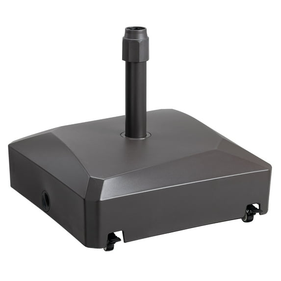 BPS Heavy Duty Fillable Patio Umbrella Base with 4 Wheels, 2 Locks and Adjustable Knob - Brown