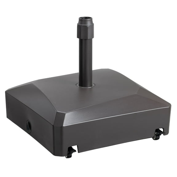 BPS Heavy Duty Fillable Patio Umbrella Base with 4 Wheels, 2 Locks and Adjustable Knob - Brown