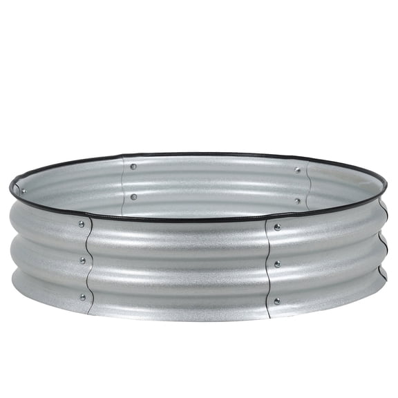 BPS Galvanized Metal Raised Garden Bed Kit, 2.5FT Round Outdoor Planter Boxes for Vegetables Flowers, Silver