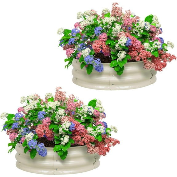 BPS Metal Raised Garden Bed, 2-Pack 2.5FT Diameter Galvanized Planter Raised Garden Boxes for Flower Planters, Vegetables Herb