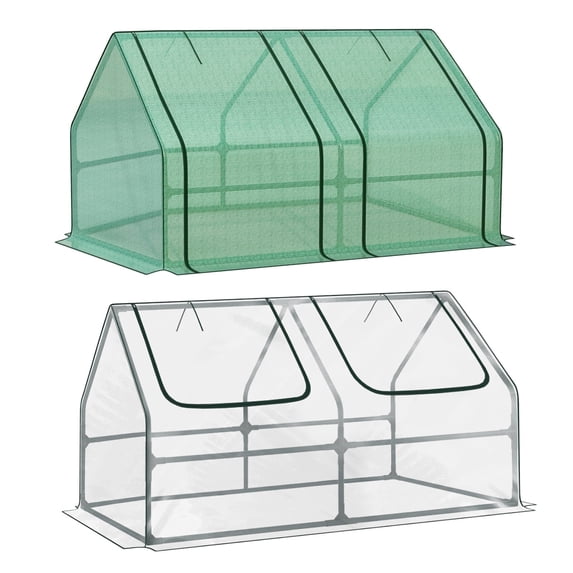 BPS Mini Greenhouse with 2 Replaceable Covers, Portable Garden Greenhouse with Roll-up Zipper Doors, UV-Protected for Indoor Outdoor Plants and Herbs, 6'x3'x3'