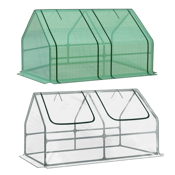 BPS Mini Greenhouse with 2 Replaceable Covers, Portable Garden Greenhouse with Roll-up Zipper Doors, UV-Protected for Indoor Outdoor Plants and Herbs, 6'x3'x3'