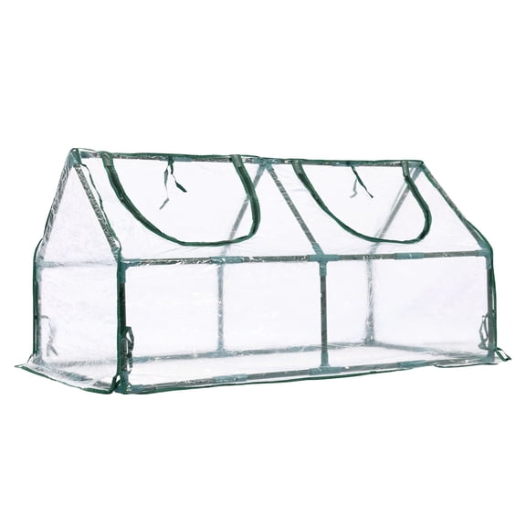 BPS Mini Greenhouse with 2 Zipper Doors, Portable Garden Greenhouse with Roll-up Zipper Doors, UV-Protected for Indoor Outdoor Plants and Herbs, 4'x2'x2', Transparent