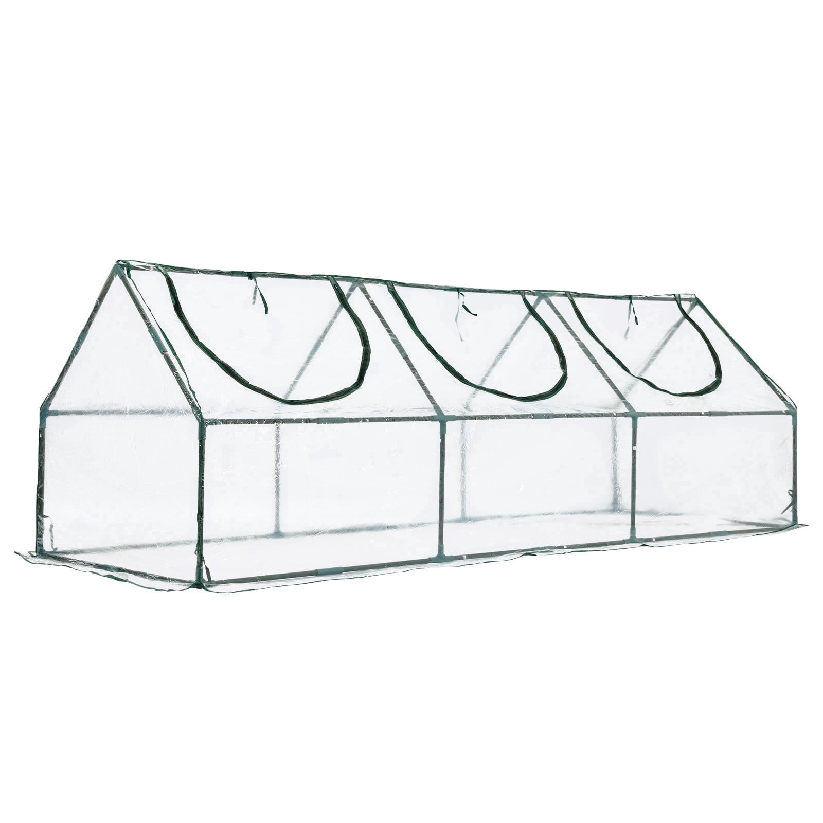BPS Mini Greenhouse with 3 Zipper Doors, Portable Garden Greenhouse with Roll-up Zipper Doors, UV-Protected for Indoor Outdoor Plants and Herbs, 9'x3'x3', Transparent