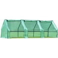 thumbnail image 1 of BPS Mini Greenhouse with PE Cover, Portable Outdoor  Hot House, 3 Zipper Doors, Green, 9x3x3 FT, 1 of 7