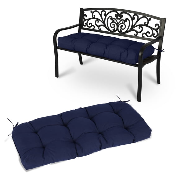 BPS Outdoor Bench Cushion with Ties, 42" x 19" x 5" Water-Resistant Tufted Patio Swing Love Seat Cushion