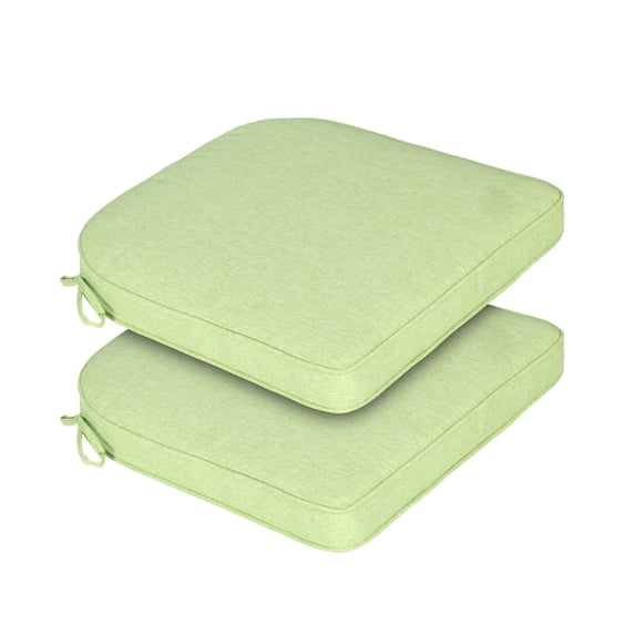 BPS 18" x 19" Outdoor Dining Chair Cushion, Water Resistant Patio Seat Cushion Pads with Ties, Set of 2 - Green
