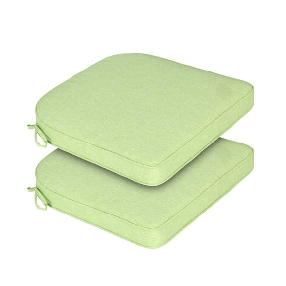 BPS Outdoor Dining Chair Cushions Set of 2, Waterproof Patio Furniture Seat Cushions, Outdoor Chair Pads with Ties, 20 x 19 inch, Green