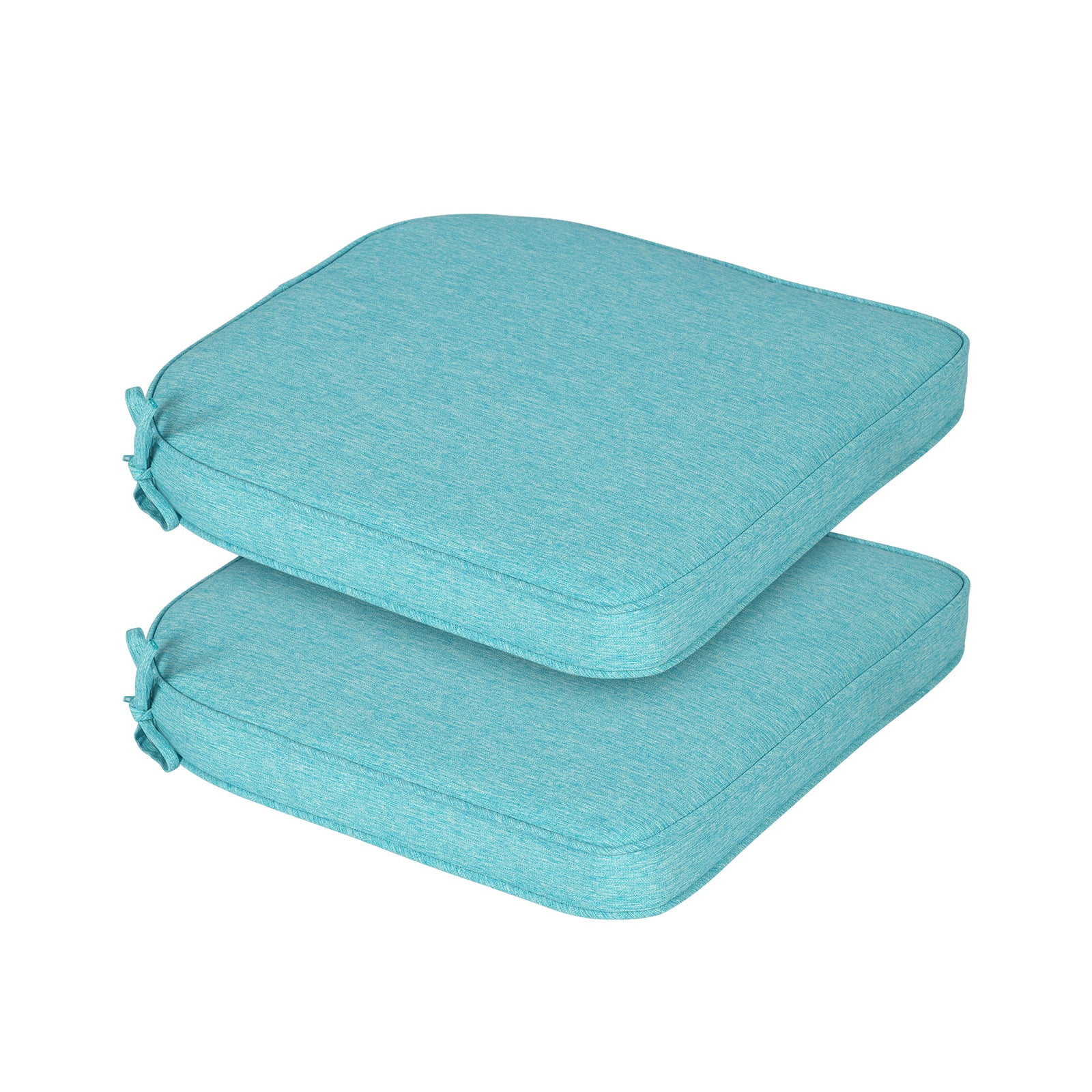 BPS 21" x 21" Outdoor Dining Chair Cushion, Water Resistant Patio Seat Cushion Pads with Ties, Set of 2 - Aruba Blue