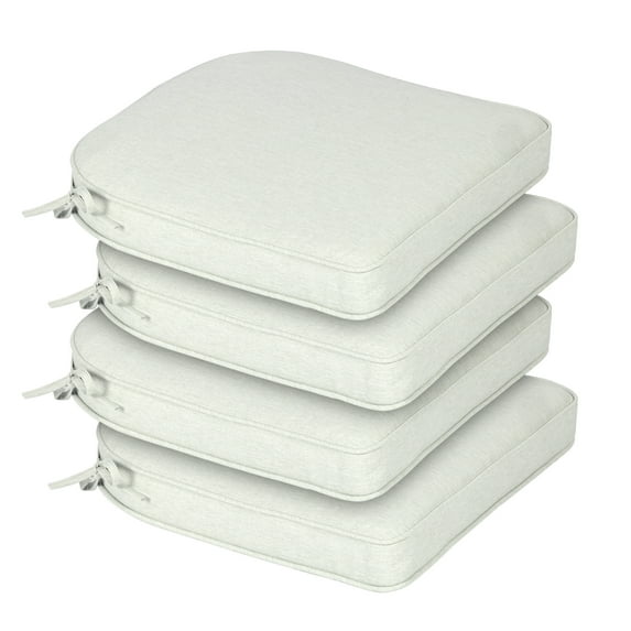 BPS Outdoor Dining Chair Cushions Set of 4, Waterproof Patio Furniture Seat Cushions, Outdoor Chair Pads with Ties, 21 x 21 inch, Light Gray