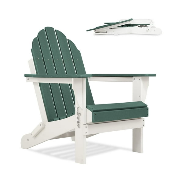 BPS Outdoor Folding HDPE Adirondack Chair, Patio Seat, Weather Resistant, Green