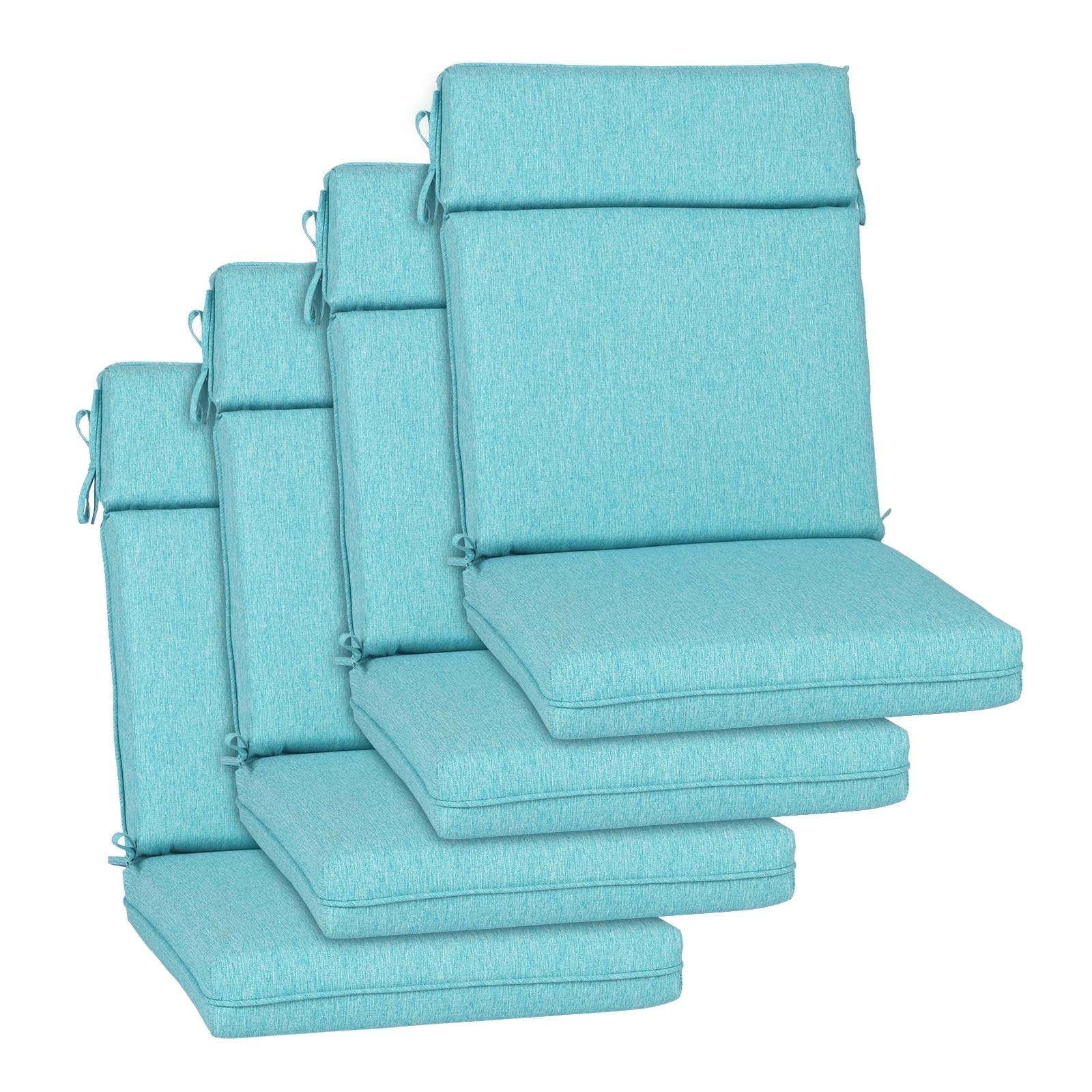 BPS 37" x 20" Aruba Blue Outdoor Dining Chair Cushions, Water Repellent, 4 Count