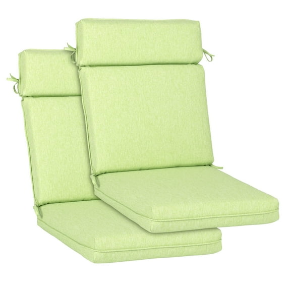 BPS Outdoor High Back Dining Chair Cushion Set, 37"x20"x2.8", TPU Water Repellent Coating&Stain Resistant, Polyester Fabric Cover with Ties and Zipper, Green, Set of 2