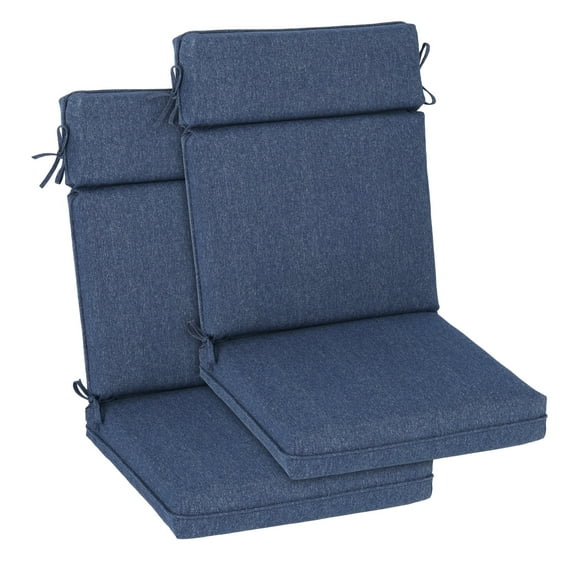 BPS Outdoor High Back Dining Chair Cushion Set, 37"x20"x2.8", TPU Water Repellent Coating&Stain Resistant, Polyester Fabric Cover with Ties and Zipper, Navy Blue, Set of 2
