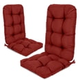 thumbnail image 1 of BPS Outdoor Adirondack Chair Cushions, 49x20.5x5 Inch Patio Rocking Chair Seat Cushion, Tufted Pads Set of 2, Red, 1 of 9