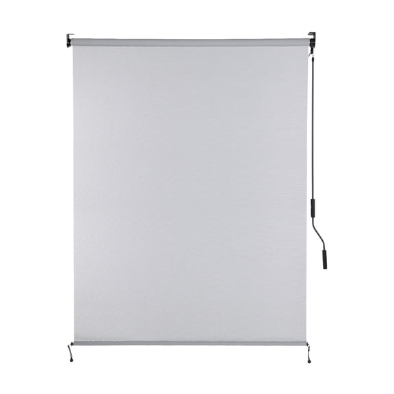 BPS Outdoor Roller Shades Porch Blinds, 5% Openness UV Protection Cordless Solar Fabric Sun Shade for Patio Gazebo Pergola, 4'W x 8'H, Light Gray