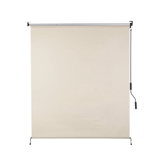 BPS 5'W x 8'H Outdoor Roller Shade Patio Porch Blinds, Cordless 5% Openness Solar Fabric