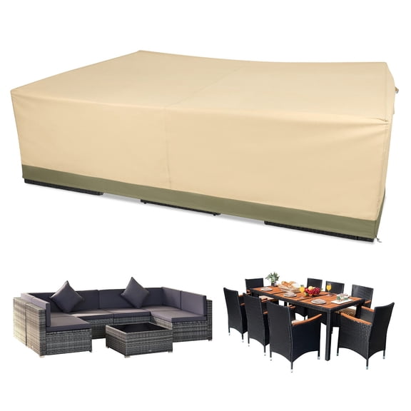 BPS Patio Furniture Cover for Outdoor Table and Chairs, 600D Waterproof and Anti-UV Patio Sectional Set Cover for Outside General Purpose Furniture, 140''L x 88''W x 32''H