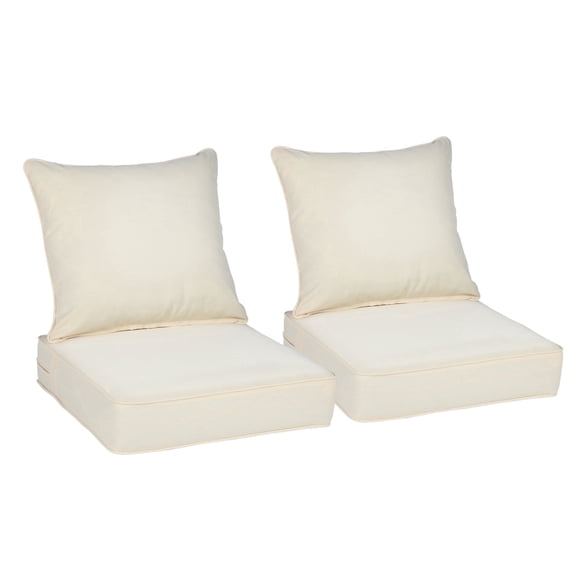 BPS 24x24 Inch Outdoor Deep Seat Cushion Set for Patio Furniture, Fade Resistant Olefin Fabric Removable Cover - Pale Yellow