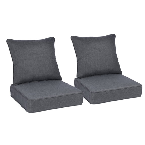 BPS 24x24 Inch Outdoor Deep Seat Cushion Set for Patio Furniture,  Fade Resistant Olefin Fabric Removable Cover - Charcoal