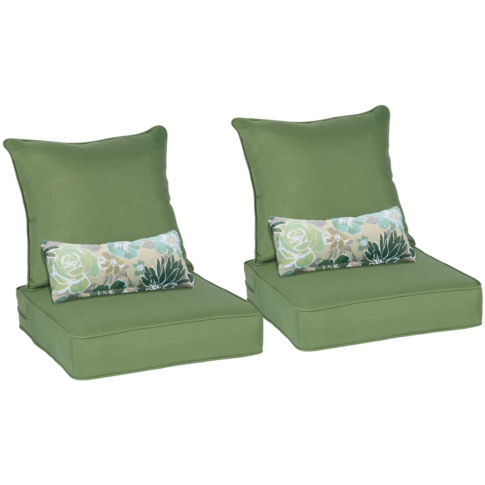 BPS 24x24x5 inch Outdoor Deep Seat Cushion, Water-Resistant Patio Furniture Cushions for Outdoor Chairs, Sofa, Couch, 2-Piece, Moss Green