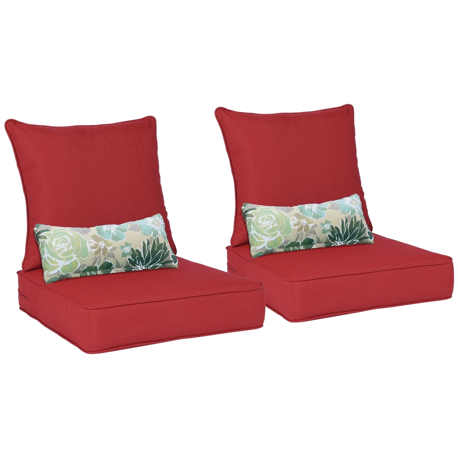 BPS 24x24x5 inch Outdoor Deep Seat Cushion, Water-Resistant Patio Furniture Cushions for Outdoor Chairs, Sofa, Couch, 2-Piece, Red