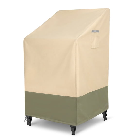BPS Patio Stackable Chair Cover, Waterproof 600D Oxford Outdoor Chair Cover with Attached Storage Bag and Reflective Handles for Furniture Protection, 28W x 34D x 52H Inches