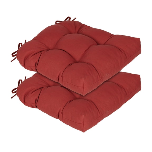 BPS Tufted Outdoor Chair Cushions Set of 2, Patio Dining Chair Pads 19x19x5 Inch, Red
