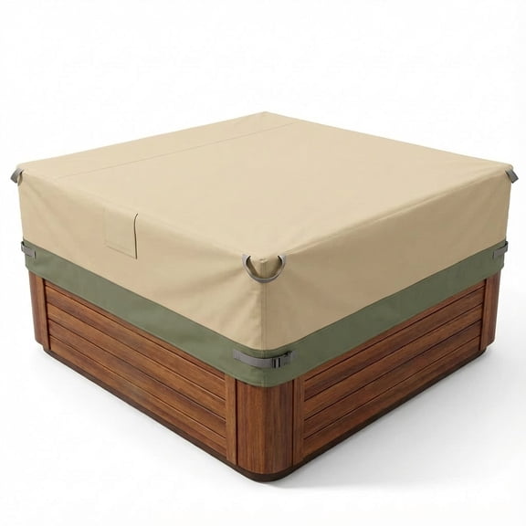 BPS Waterproof 600D Outdoor Hot Tub Cover, Spa and Hot Tub Cover Replacement with Zipper and Storage Bag for Square Inflatable Hot Tub, 85''W x 85''D x 20''H