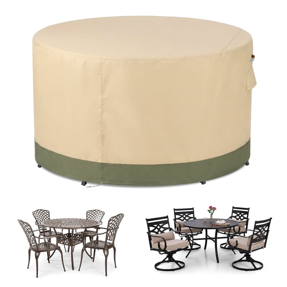 BPS Waterproof Patio Table and Chairs Cover, 600D Anti-UV Outdoor Dining Furniture Set Cover with Air Vent and Storage for Patio Round Sectional Set, 96''Dia x 32''H