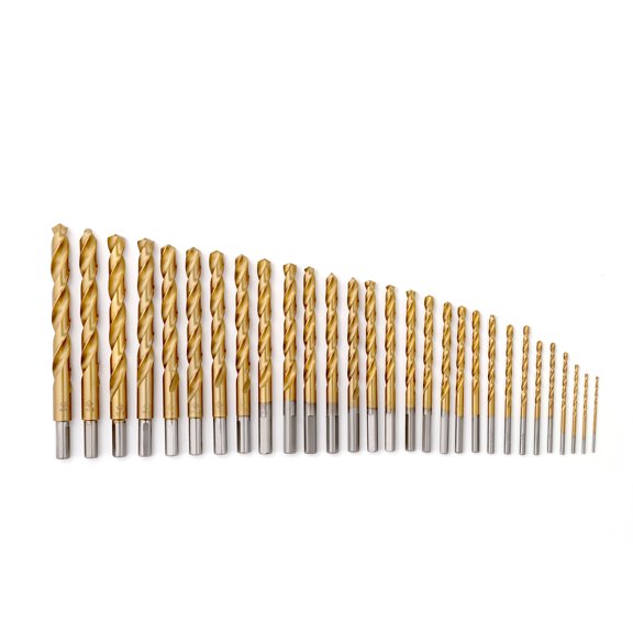 Birla Durotool 29-Piece HSS Titanium-Coated Round Shank Drill Bit Set, 1/16" to 1/2", 135 Split Point
