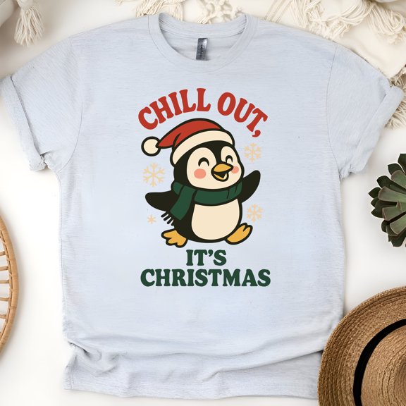 BPenguin Graphic Tee | Funny Chill Out Shirt | Unisex Casual T-Shirt, Ash, Size M