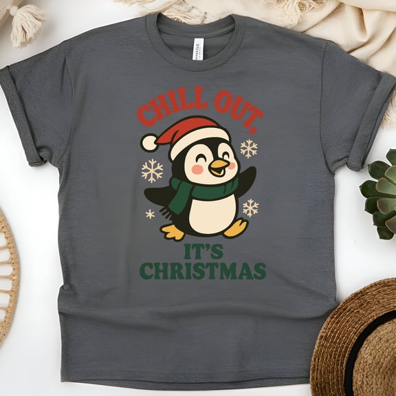 BPenguin Graphic Tee | Funny Chill Out Shirt | Unisex Casual T-Shirt, Dark Heather, Size S