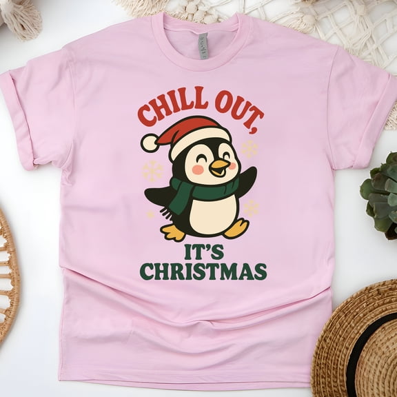 BPenguin Graphic Tee | Funny Chill Out Shirt | Unisex Casual T-Shirt, Light Pink, Size S